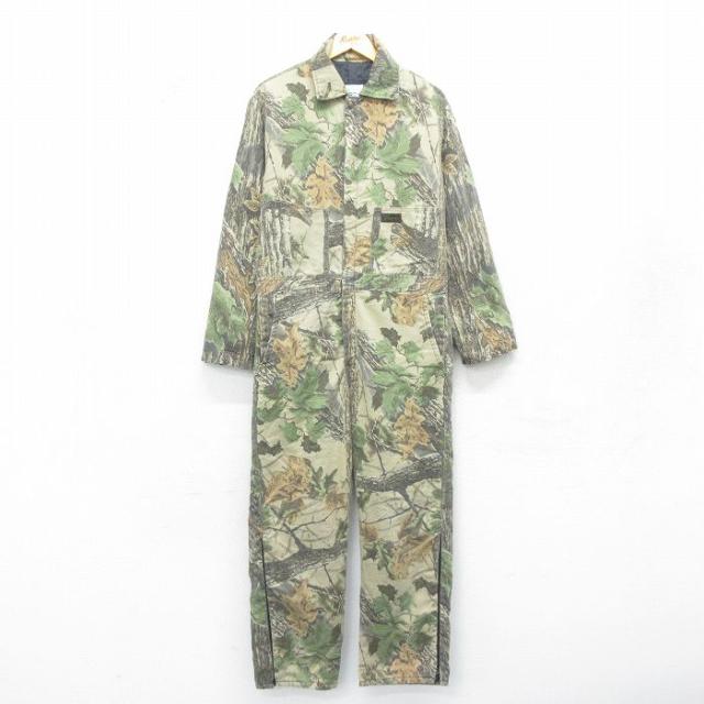 古着 リバティ 長袖 ハンティング ツナギ メンズ 00年代 00s リアルツリー ベージュ カーキ 迷彩 W37 中古 オールインワン ボ 中古 古着の通販は