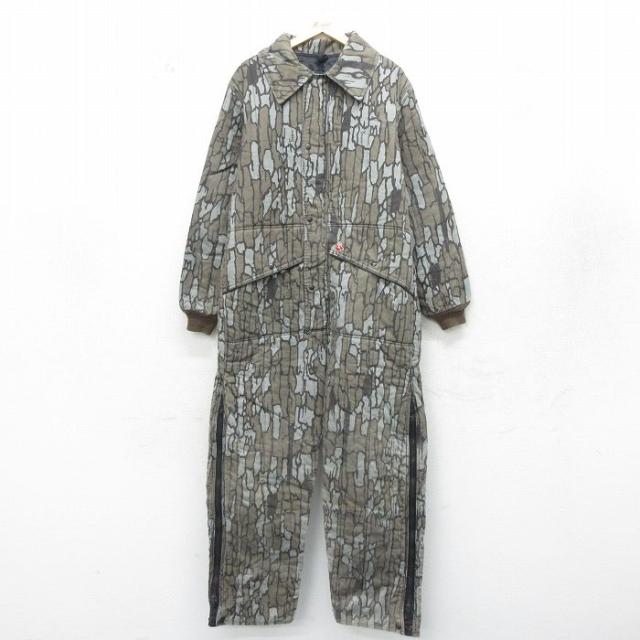 W46★古着 長袖 ツナギ メンズ 80年代 80s 大きいサイズ USA製 緑他 グリーン 24oct22 中古 オールインワン ボトムス 中古古着 長袖 ツナギ メンズ 80年代 80s 大きいサイズ