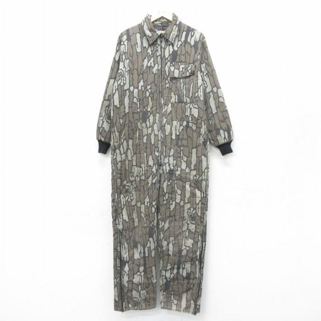 古着 SAFTBAK 長袖 ハンティング ツナギ メンズ 90年代 90s TREBARK 大きいサイズ USA製 濃ベージュ他 カーキ 迷彩 W44 中古  中古 古着の通販は 7,990円