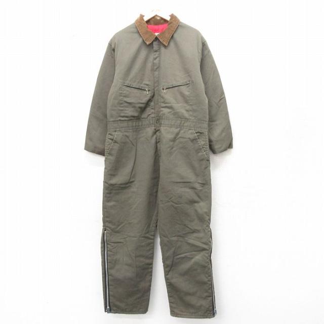 古着キー 長袖 ツナギ メンズ 80年代 80s 大きいサイズ 襟コーデュロイ USA製 タロン 緑系 グリーン 内側キルティング W46 中 中古 古着の通販は 7,900円