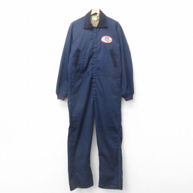 古着 シアーズ 長袖 ツナギ メンズ 80年代 80s 大きいサイズ USA製 紺 ネイビー W42 中古 オールインワン ボトムス 中古 古着