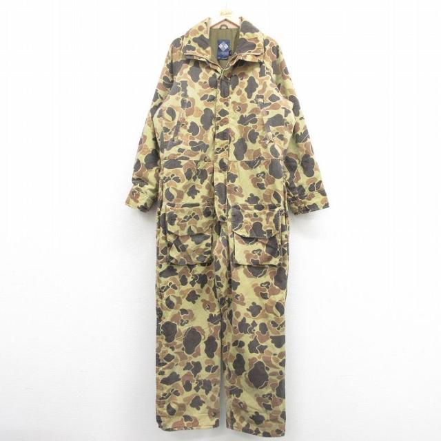 古着 コロンビア COLUMBIA 長袖 ハンティング ツナギ メンズ 90年代 90s 大きいサイズ ダックハンターカモ ラグラン 緑 グリー 中古 古着
