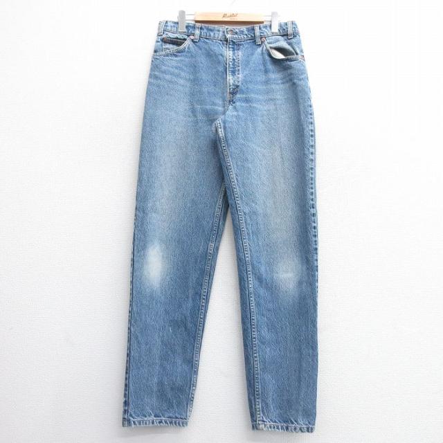 古着 ジーンズ Levis リーバイス 550 メンズ 90年代 90s テーパード ヒゲ コットン USA製 紺 ネイビー デニム spe W34 中古 ボ 中古 古着