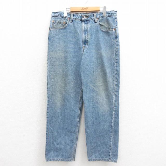 古着 ジーンズ Levis リーバイス 550 メンズ 90年代 90s テーパード コットン USA製 薄紺 ネイビー デニム W35 中古 ボトムス  中古 古着