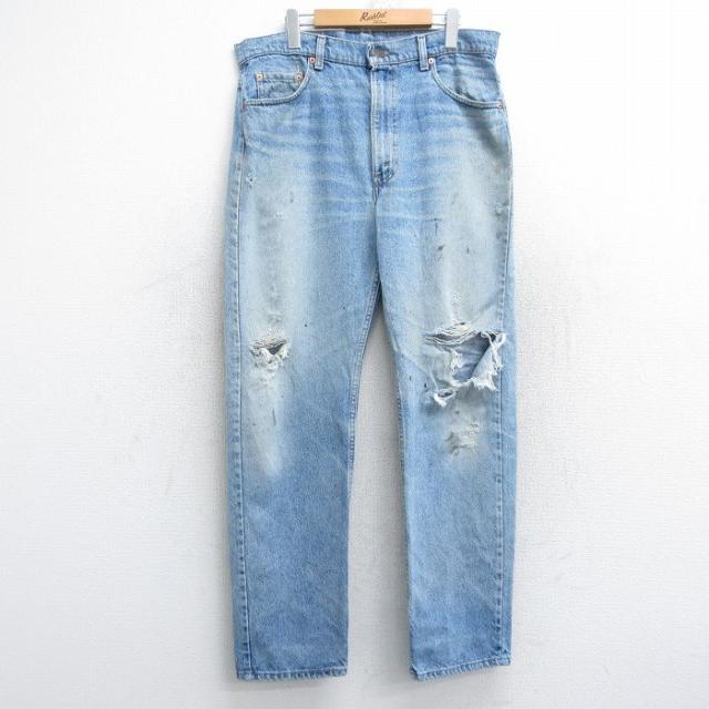 古着 リーバイス Levis 505 メンズ 90年代 90s ヒゲ コットン USA製 紺 ネイビー デニム W36 中古 ボトムス ジーパン Gパン ロ 中古 古着