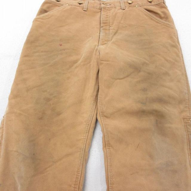 古着 カーハート Carhartt パンツ メンズ 90年代 90s ダック地 コットン USA製 茶系 ブラウン 内側キルティング spe W38 中古  中古 古着 古着 カーハート Carhartt パンツ メンズ 90年代 90s ダック地
