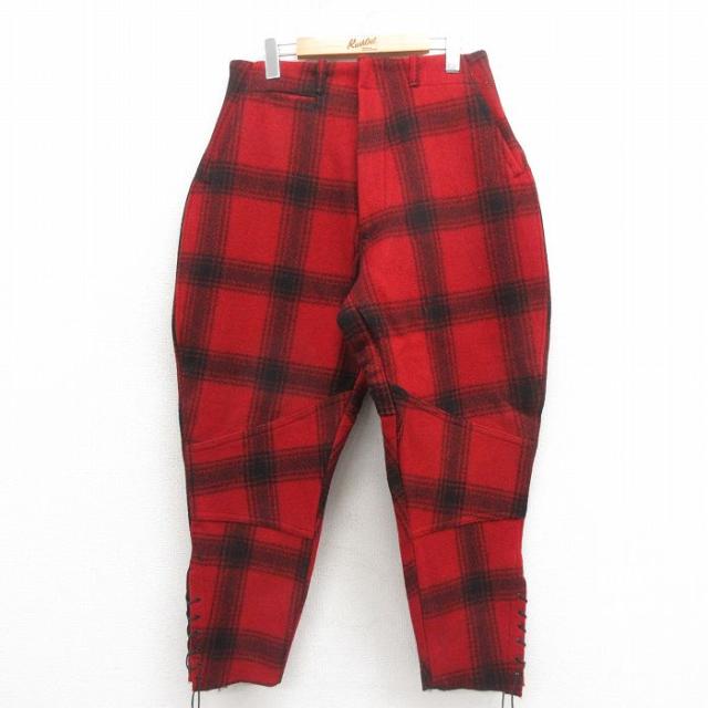 古着 ビンテージ ハンティング パンツ メンズ 50年代 50s ウール 赤 レッド チェック spe W31 中古 ボトムス ロング 中古 古着