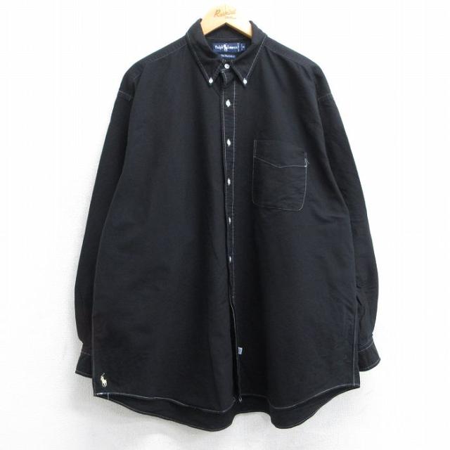古着 ラルフローレン Ralph Lauren 長袖 ブランド シャツ メンズ 90年代 90s 大きいサイズ 裾ロゴ ビッグオックスフォード ロ 中古 古着