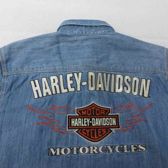 古着 ハーレーダビッドソン Harley Davidson 長袖 シャツ メンズ 刺繍