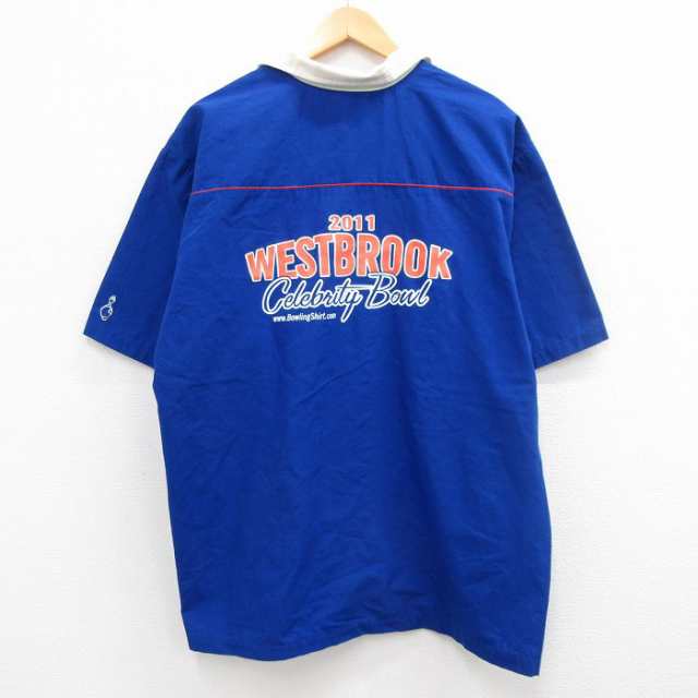 古着 半袖 ボウリング シャツ メンズ WESTBROOK 大きいサイズ 開襟 オープンカラー 手荒い 青他 ブルー XLサイズ 中古 トップス 中古  古着