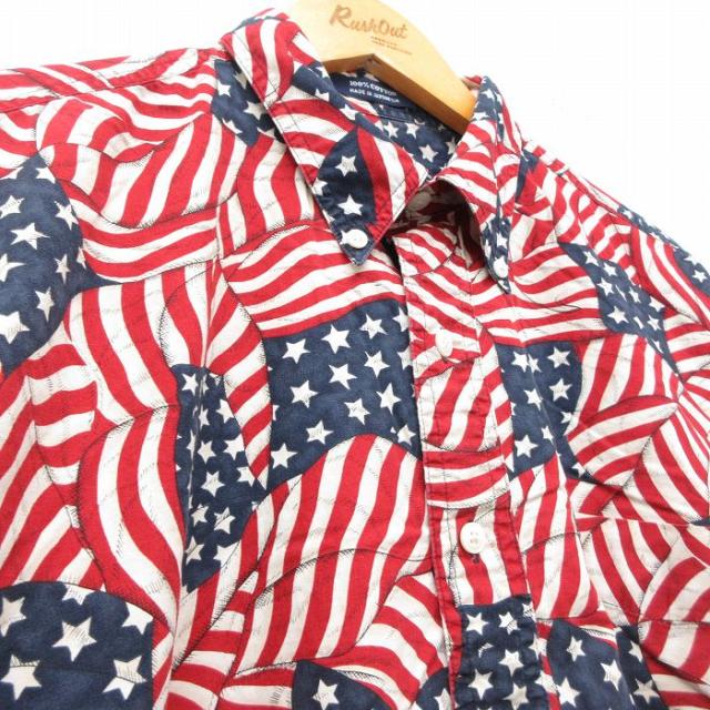 古着 ラルフローレン Ralph Lauren チャップス 半袖 ブランド シャツ メンズ 90年代 90s 星条旗 コットン ボタンダウン 赤他 中古 古着_1