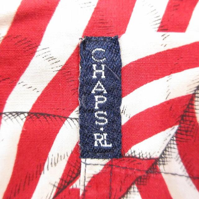 古着 ラルフローレン Ralph Lauren チャップス 半袖 ブランド シャツ メンズ 90年代 90s 星条旗 コットン ボタンダウン 赤他 中古 古着_3