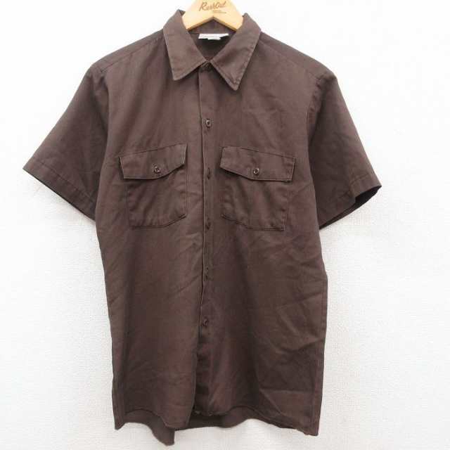 古着 ディッキーズ Dickies 半袖 ワーク シャツ メンズ 90年代 90s 茶