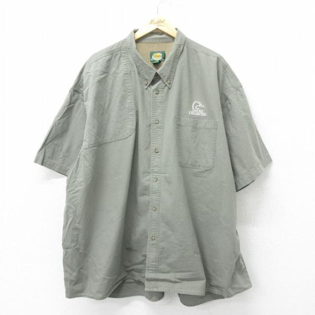 古着 カベラス 半袖 ハンティング シャツ メンズ 00年代 00s DUCKS UNLIMITED 大きいサイズ コットン ボタンダウン 薄緑 グリ 中古 古着の通販は 5,900円