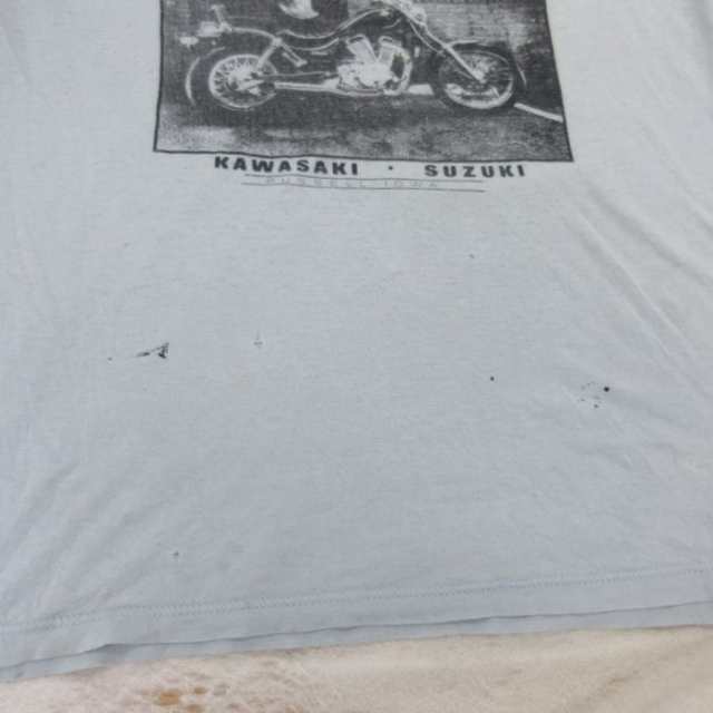 古着 半袖 ビンテージ Tシャツ メンズ 70年代 70s C&C CYCLE バイク スズキ カワサキ クルーネック USA製 薄紺 ネイビー  spe L 中古 古着｜au PAY マーケット