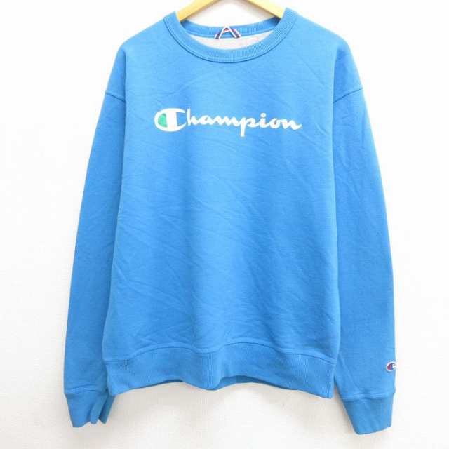 古着 チャンピオン Champion 長袖 スウェット メンズ ビッグロゴ 青