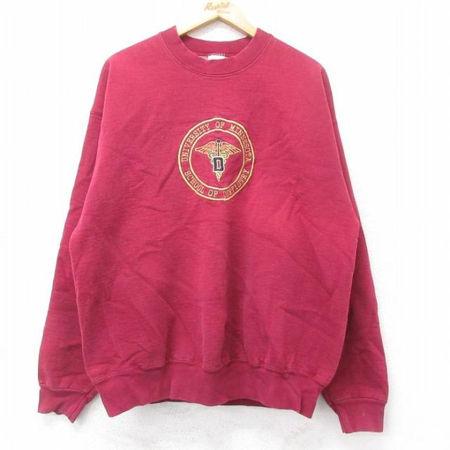 USA製 90年代 フルーツオブザルーム クルーネックスウェット レッド XL XL☆古着 フルーツオブザルーム 長袖 スウェット メンズ 90年代 90s