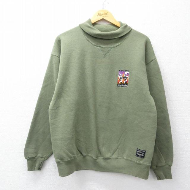 古着 ラッセル 長袖 スウェット メンズ 90年代 90s シカゴマラソン タートルネック ハイネック USA製 緑系 グリーン spe Lサイ 中古 古着