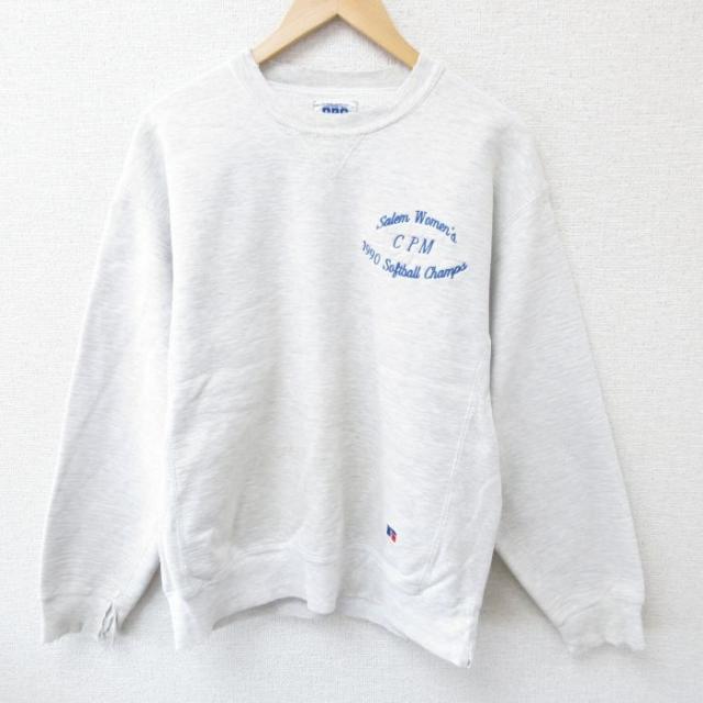 古着 ラッセル 長袖 スウェット メンズ 90年代 90s CPM ボロ クルーネック USA製 薄グレー 霜降り spe Lサイズ 中古 スエット  中古 古着
