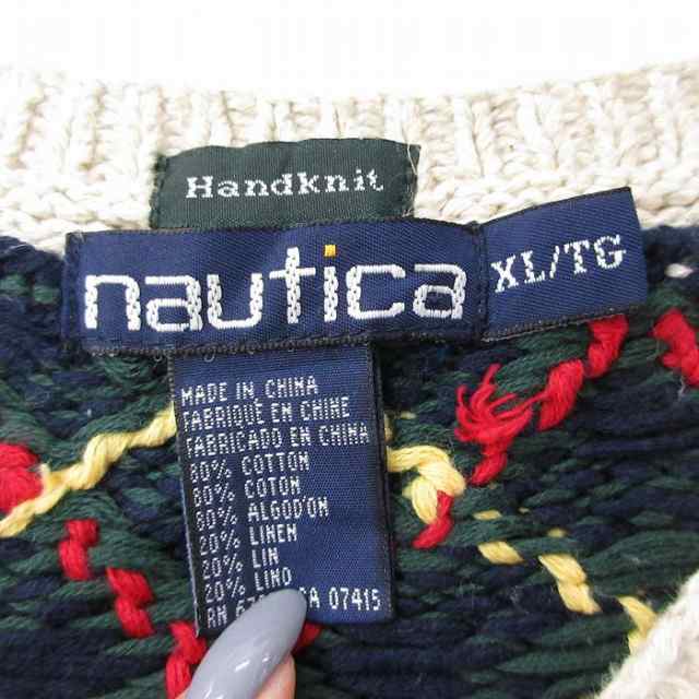 古着 ノーティカ NAUTICA 長袖 ブランド ケーブル チルデン セーター