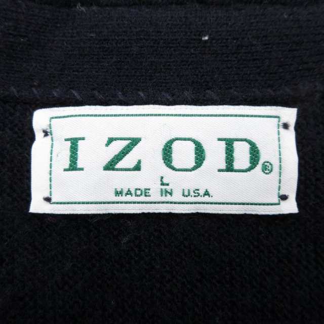 古着 IZOD 長袖 ニット カーディガン メンズ 90年代 90s ワンポイント