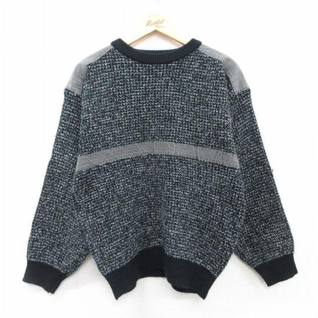 ニット セーター 長袖 メンズ クルーネック アクリル ナイロン 伸縮性 起毛 暖かい 厚手 ゆったり パティ ケーブル編みアクリルVネック・クルーネック長袖ニットTシャツ ニット