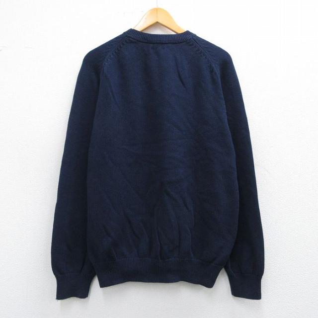 古着 IZOD 長袖 ケーブル セーター メンズ コットン クルーネック 紺 