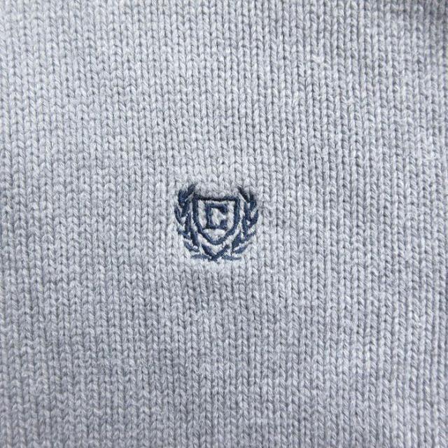 CHAPS ニット セーター ヘンリーネック 刺繍ロゴ 胸元ロゴ グレー XL 