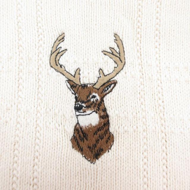古着 長袖 セーター メンズ 90年代 90s シカ 大きいサイズ コットン クルーネック USA製 生成り XLサイズ 中古 ニット トップ 中古 古着