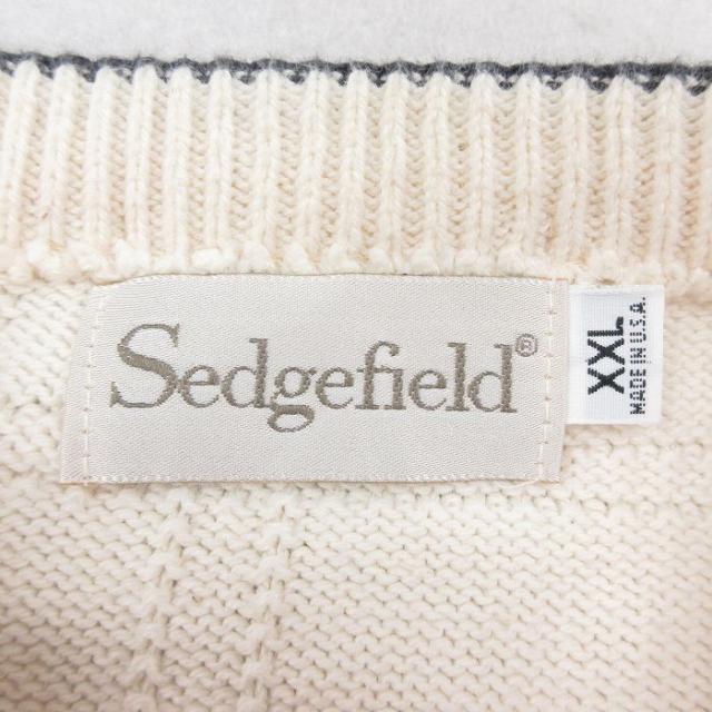 古着 長袖 セーター メンズ 90年代 90s シカ 大きいサイズ コットン クルーネック USA製 生成り XLサイズ 中古 ニット トップ 中古 古着