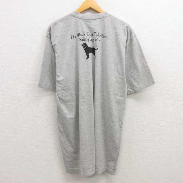 古着 半袖 ビンテージ Tシャツ メンズ 00年代 00s 船 Black Dog 大きいサイズ ロング丈 コットン クルーネック グレー 霜降り  中古 古着｜au PAY マーケット