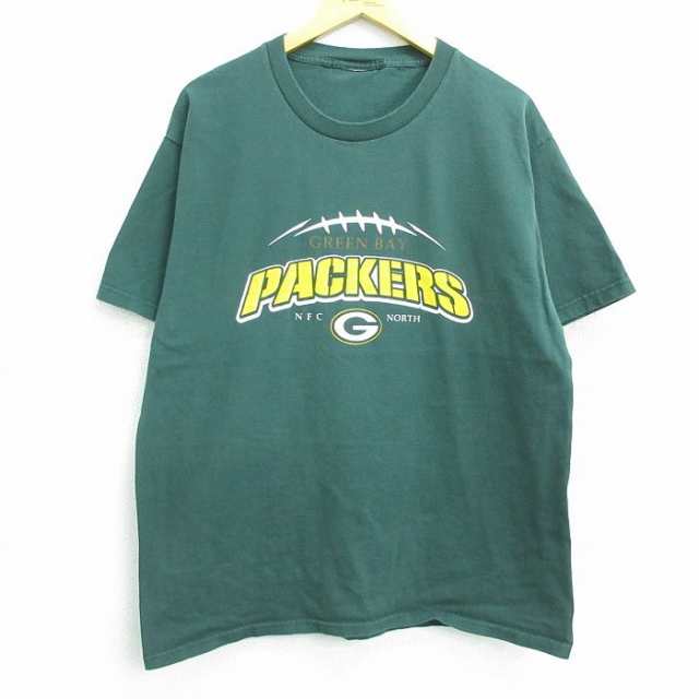 NFL 半袖Ｔシャツ グリーンベイパッカーズ アメフト 古着 グリーン Ⅼ