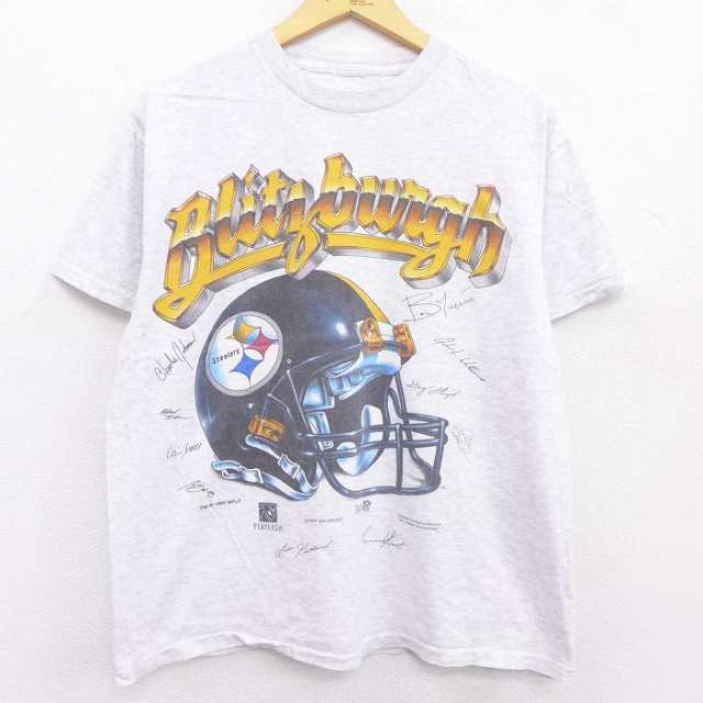 90s Pittsburgh Steelers 全面プリント クルーネック Tシャツ 90年代 ピッツバーグ・スティーラーズ NFL アメフト ホワイト L 90s - 00s ヴィンテージ  Vintage Used トップス カットソー 半袖【メンズ】