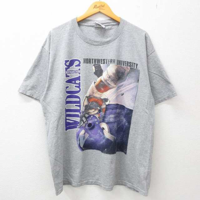 古着 リー Lee 半袖 ビンテージ Tシャツ メンズ 90年代 90s ノースウェスタン大学 ワイルドキャッツ 大きいサイズ クルーネッ 中古  古着｜au PAY マーケット