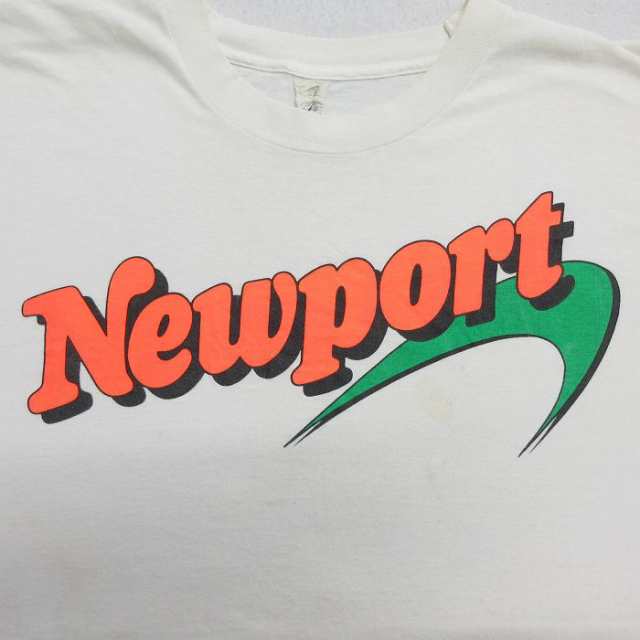 古着 半袖 ビンテージ Tシャツ メンズ 80年代 80s Newport タバコ 大きいサイズ コットン クルーネック 白 ホワイト spe XLサ  中古 古着｜au PAY マーケット