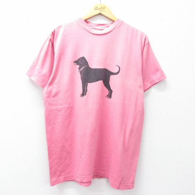 古着 The Black Dog 半袖 ビンテージ Tシャツ メンズ 00年代 00s 犬 コットン クルーネック USA製 ピンク XLサイズ 中古 中古 古着