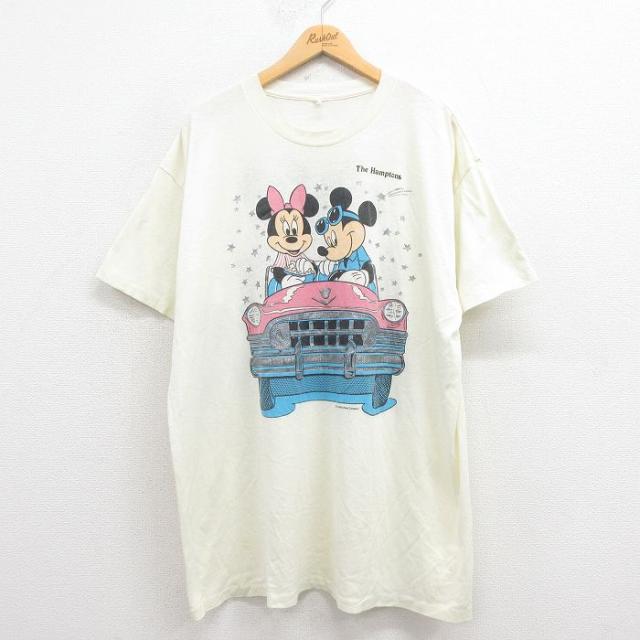 古着 半袖 ビンテージ Tシャツ メンズ 80年代 80s ディズニー DISNEY ミッキー MICKEY MOUSE ミニー 両面プリント 大きいサイ 中古 古着