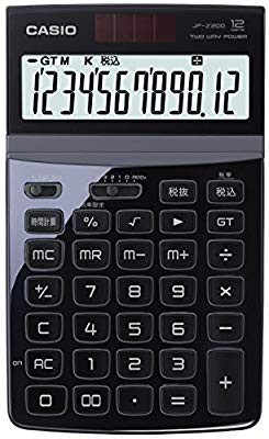 カシオ 電卓 ジャストタイプ 12桁 ブラック JF-Z200BK-N(中古品)