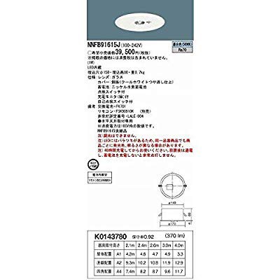 パナソニック LED非常灯専用型低天Ф150自己点 NNFB91615J( 未使用の新古品)の通販は