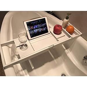 ブックタブスタンド付き竹製バスタブキャディブリッジを延長する木製バスト(中古品)の通販は