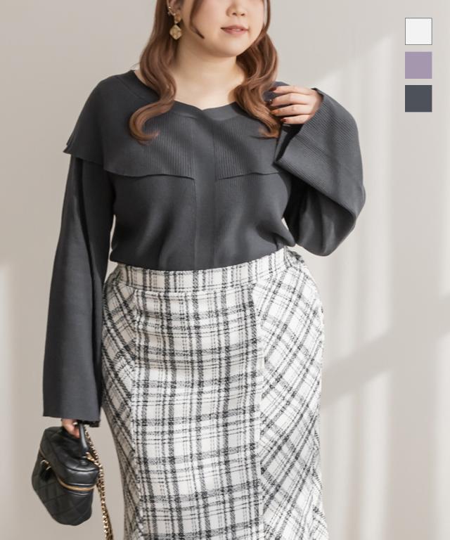 大きいサイズ/レディース/LL/3L/4L/CLETTEオリジナル★ケープ風リブニットの通販は 5,460円