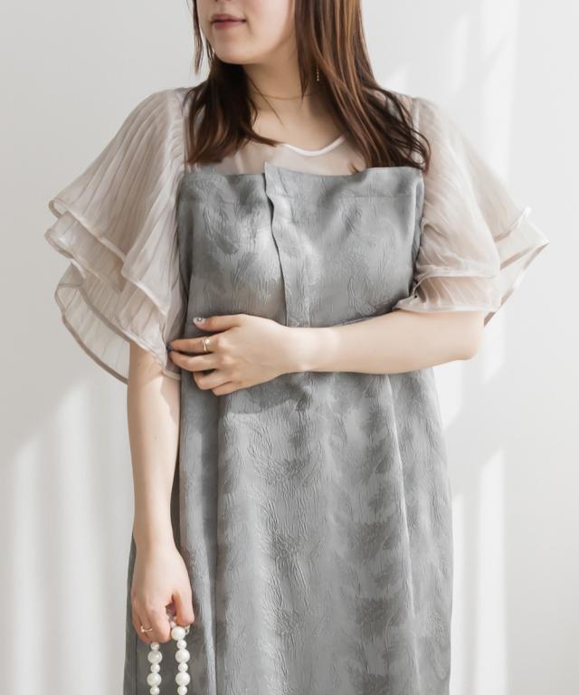 大きいサイズ/レディース/3L/4L/プリーツフレアスリーブ