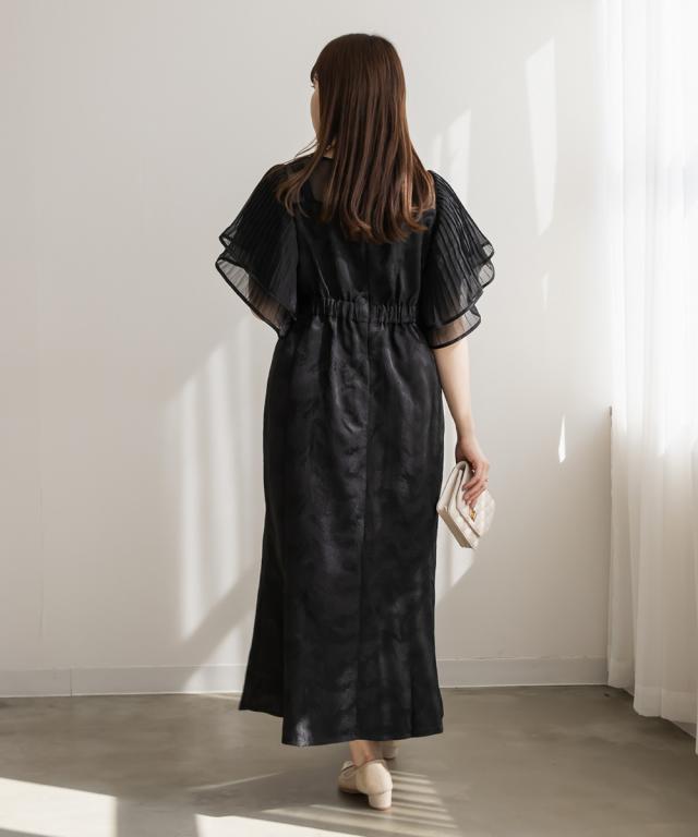 プリーツフレアスリーブレイヤード風ワンピースドレス/4L／クレット 𝒓𝒆𝒔𝒕𝒐𝒄𝒌~ -―― 🏷️item プリーツフレアスリーブ