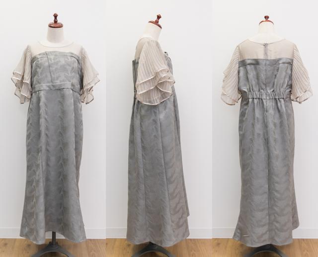 大きいサイズ/レディース/3L/4L/プリーツフレアスリーブレイヤード風