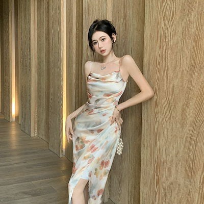 韓国ファッションドレス プリーツ キャミソールワンピ レディース