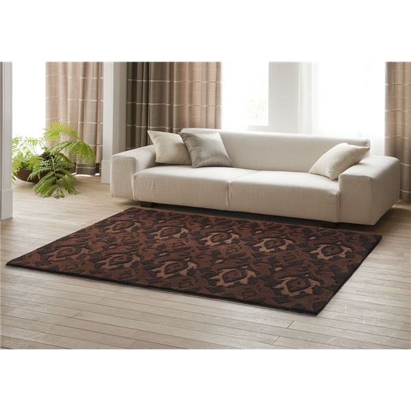 ラグマット/絨毯 〔BOUQUET RUG 140cm×200cm ブラウン〕 長方形 『NEXTHOME』 〔リビング ダイニング〕〔代引不可〕の通販は