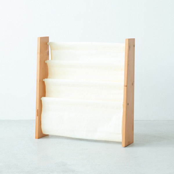 キャンバスマガジンラック(ブラウン/茶) ワイド/幅広3段/木製/木目/布製/北欧風/本立て/ディスプレイラック/本棚/収納/NK-812〔代引不可〕の通販は 5,289円