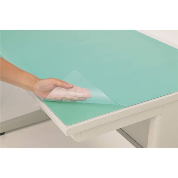 PVCデスクマット（グリーンマット付） 1045×715×1.8mm〔代引不可〕の通販は 11,380円