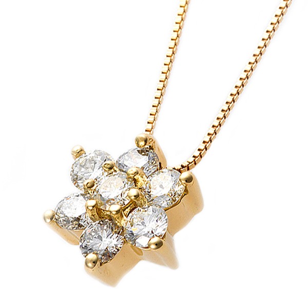 ダイヤモンド 0.3ct フラワー ペンダント ネックレス
