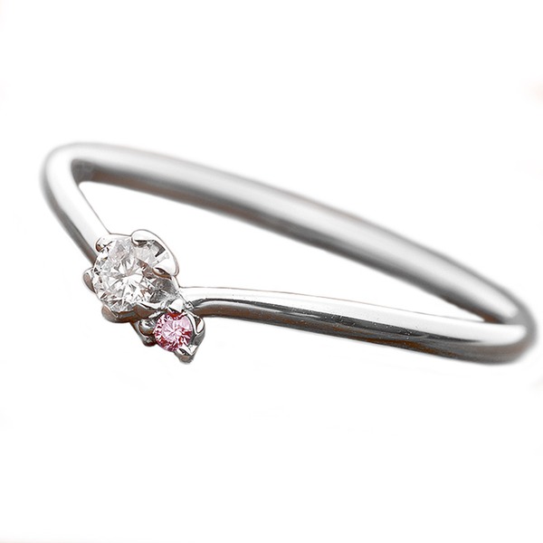 ダイヤモンド リング ダイヤ ピンクダイヤ 合計0.06ct 11.5号 プラチナ Pt950 V字モチーフ 指輪 ダイヤリング 鑑別カード付き〔代引不可〕の通販は